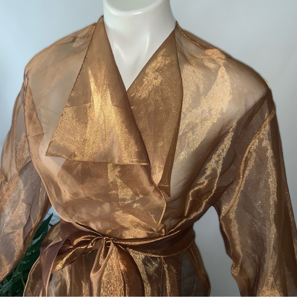 Vintage Metallic Bronze Wrap Blouse - Picture 14 of 16